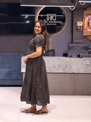 ELEGANT SMOCKED MIDI ONE PIECE DRESS FOR WOMEN