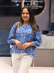 ELEGANT FLORAL PRINT COTTON TOP FOR WOMEN