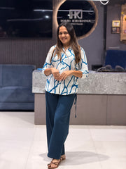 ABSTRACT PRINT COTTON SHIRT & KHADI COTTON PALAZZO FULL PAIR
