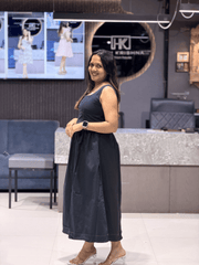 ELEGANT BLACK DENIM LONG MIDI DRESS FOR WOMEN