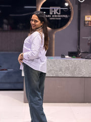 TRENDY STRIPED SHIRT AND WIDE LEG JEANS
