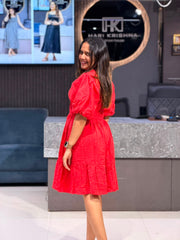 ELEGANT COTTON SHORT MIDI DRESS FOR WOMEN