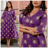STYLISH BUTTON-DOWN COTTON MIDI DRESS WITH WAIST BELT