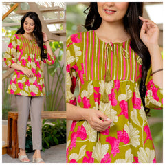 FLORAL PRINT COTTON TUNIC & KHADI COTTON PALAZZO FULL PAIR