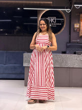 WOMEN'S SLEEVELESS STRIPED COTTON MIDI DRESS