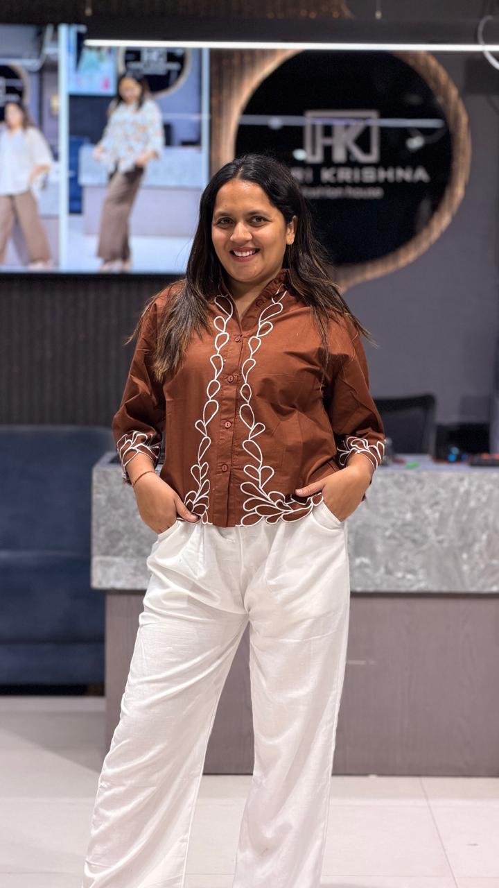 PREMIUM EMBROIDERED SHIRT TOP WITH FORMAL COTTON PANTS