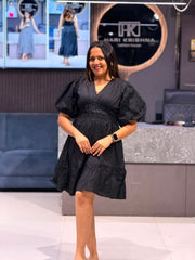 ELEGANT COTTON SHORT MIDI DRESS FOR WOMEN