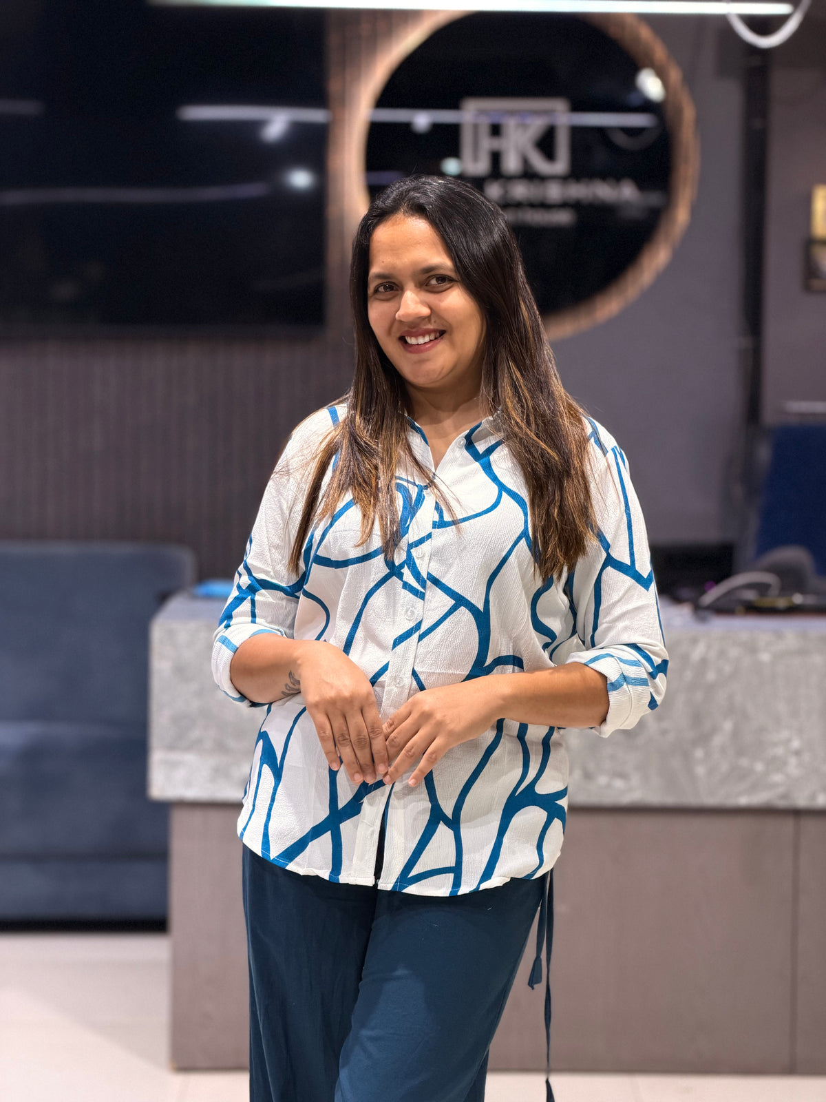 PREMIUM COTTON ABSTRACT PRINT TOP FOR WOMEN