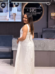 ELEGANT WHITE DENIM LONG MIDI DRESS FOR WOMEN