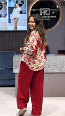COTTON FLORAL SHIRT AND RELAXED WIDE-LEG PANTS CO-ORD SET