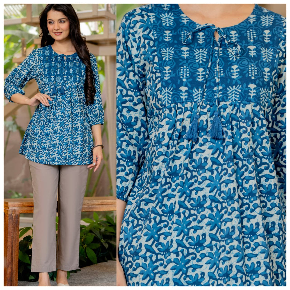 ELEGANT COTTON TUNIC WITH COMFORT FIT KHADI PALAZZO