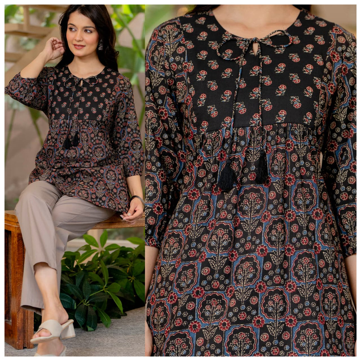 PREMIUM COTTON TUNIC AND KHADI COTTON PLAZO COMBO