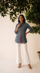 ELEGANT COTTON SHIRT AND FLARED KHADI COTTON PLAZO CO-ORD SET