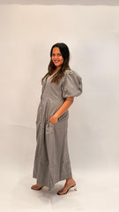 TIMELESS COTTON EMPIRE WAIST MIDI DRESS WITH STATEMENT PUFF SLEEVES